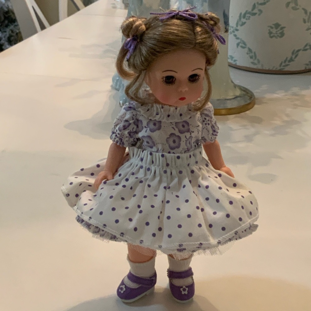 Madame Alexander Purple and White Polka Dot Dress Doll named Violet